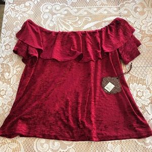 Off the shoulder velvet blouse